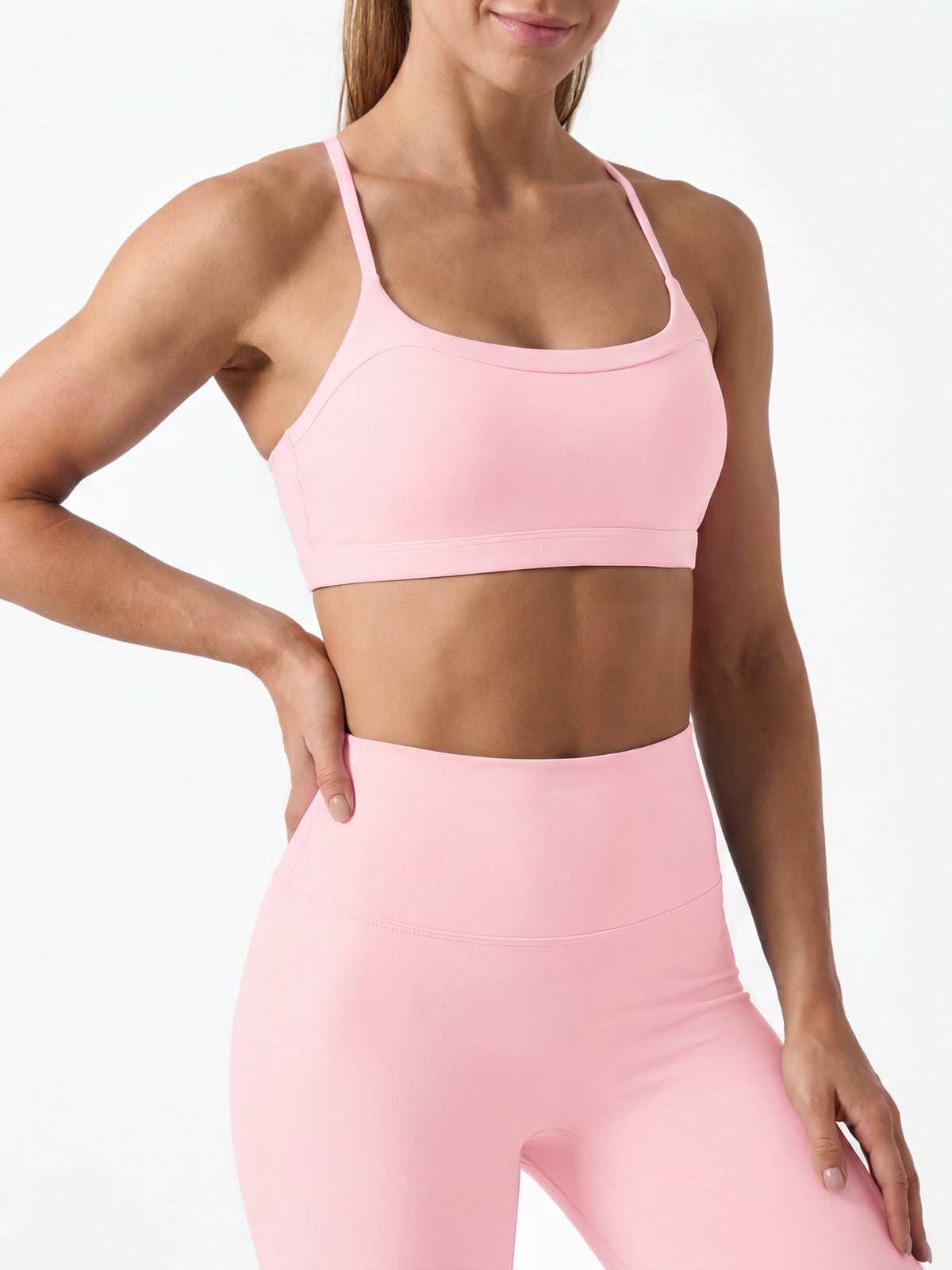 Aoysky Womens Pink Scoop Sports Bra