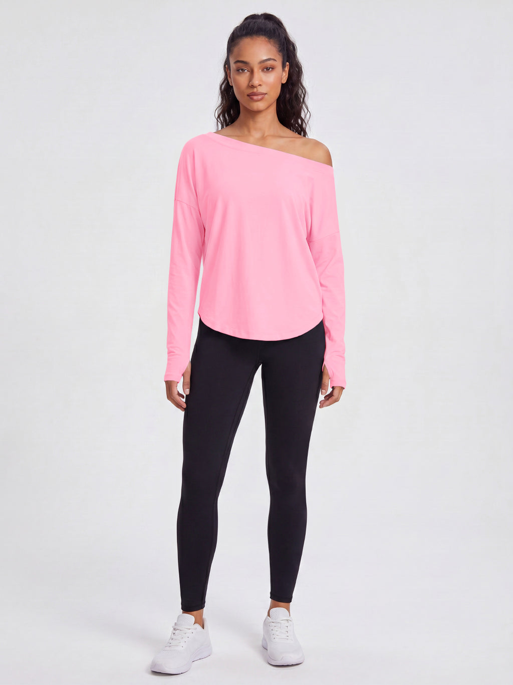 Aoysky Womens Pink Off Shoulder Top