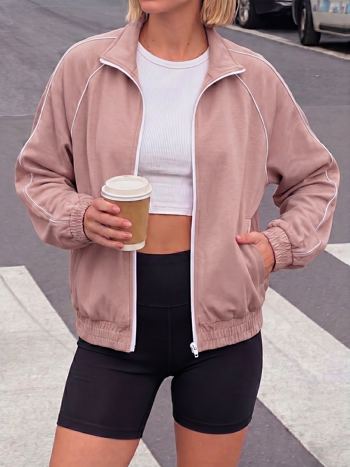 Aoysky Womens Pink Full Zip Jacket