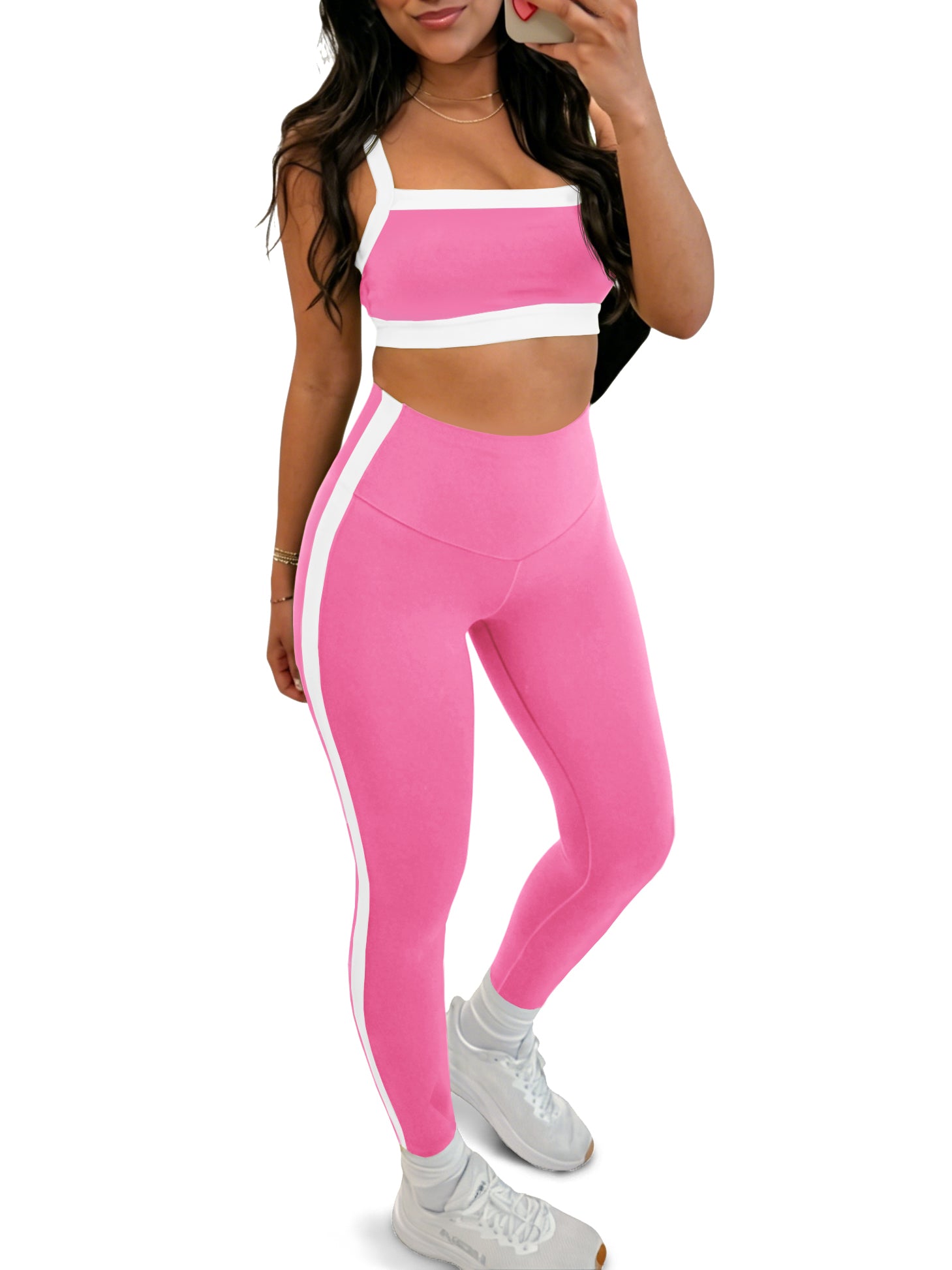 Aoysky Womens Pink 2 Piece Workout Set