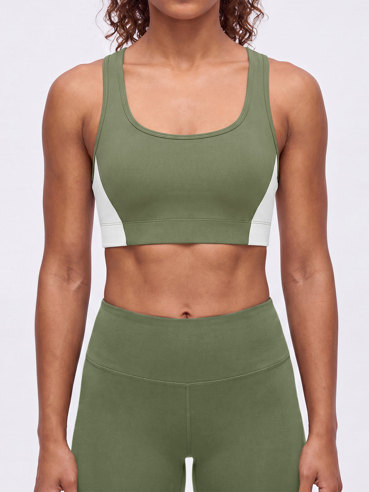 Aoysky Womens Olive Green Racerback Sports Bra