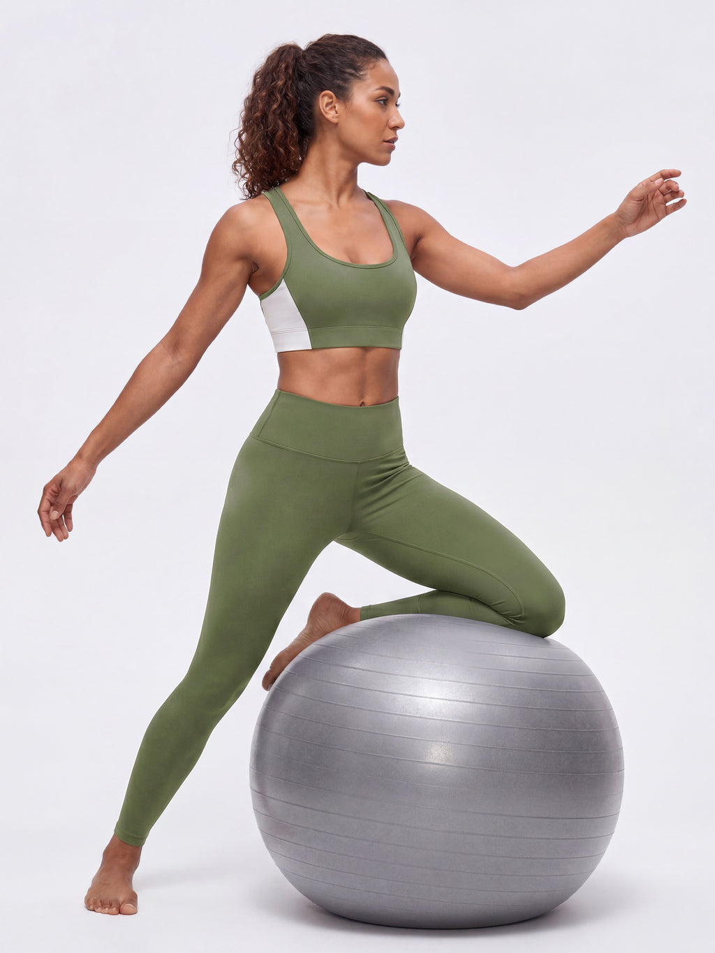Aoysky Womens Olive Green Racerback Sports Bra