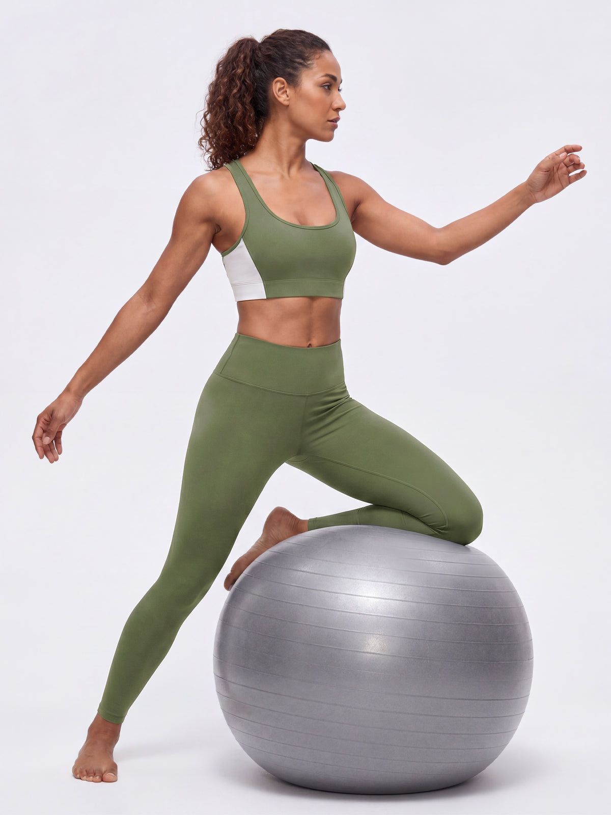 Aoysky Womens Olive Green Racerback Sports Bra