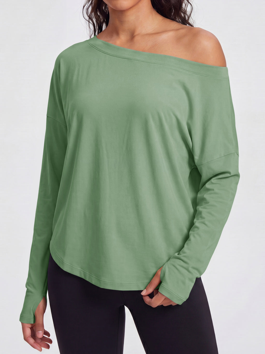Aoysky Womens Olive Green Off Shoulder Top