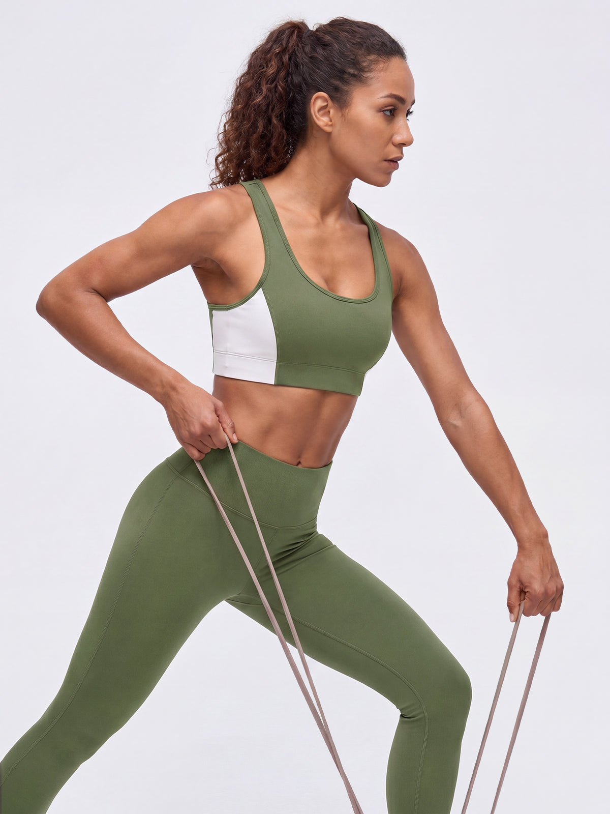 Aoysky Womens Olive Green Racerback Sports Bra