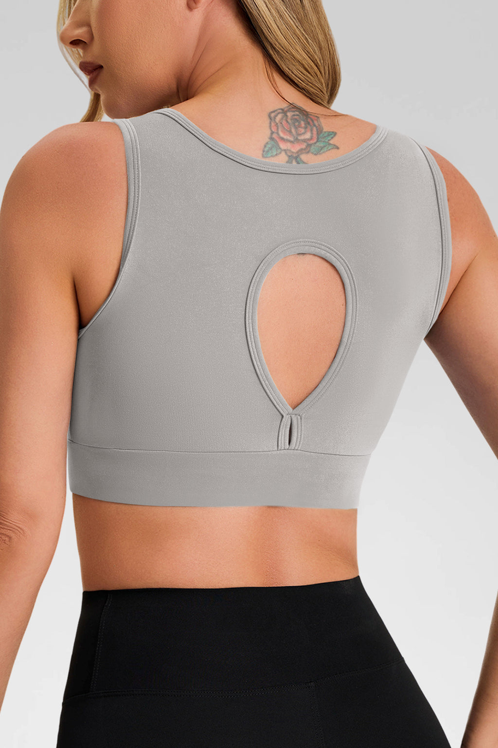 Aoysky Womens Grey Deep V Sports Bra