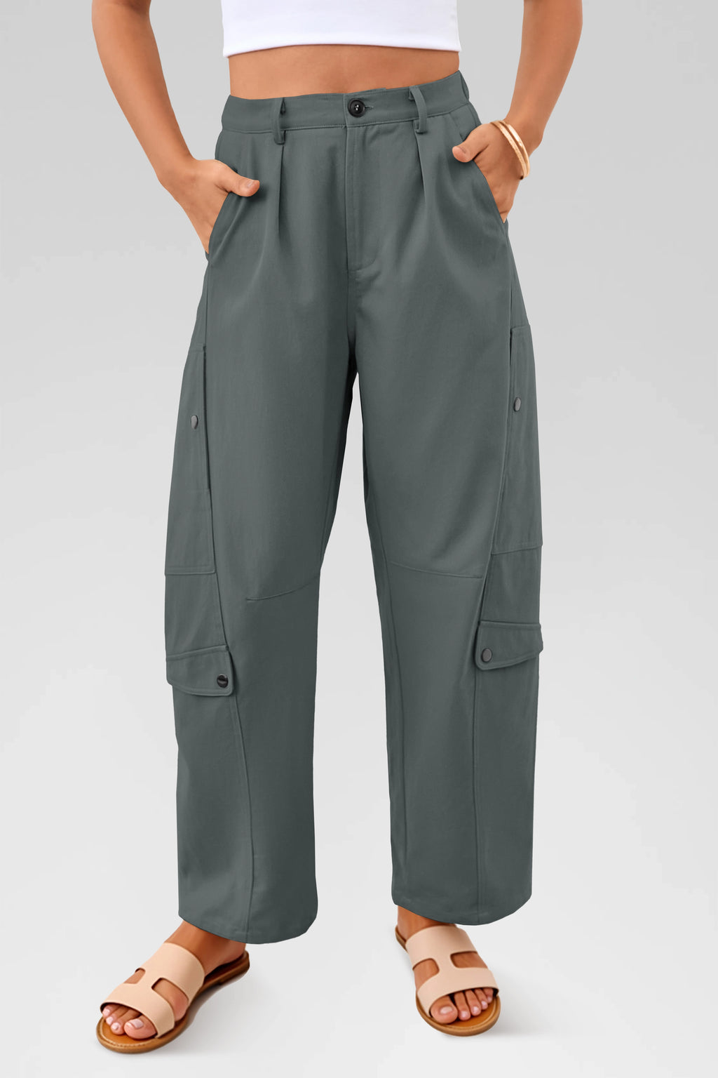 Aoysky Womens Grey Barrel Pants