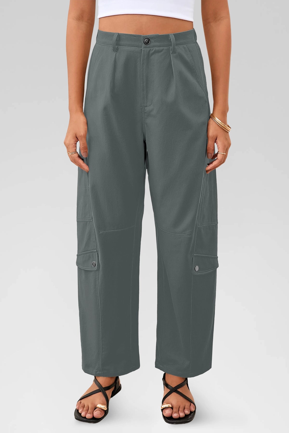 Aoysky Womens Grey Barrel Pants