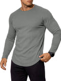 Aoysky Mens Dark Grey Ribbed Workout Shirt
