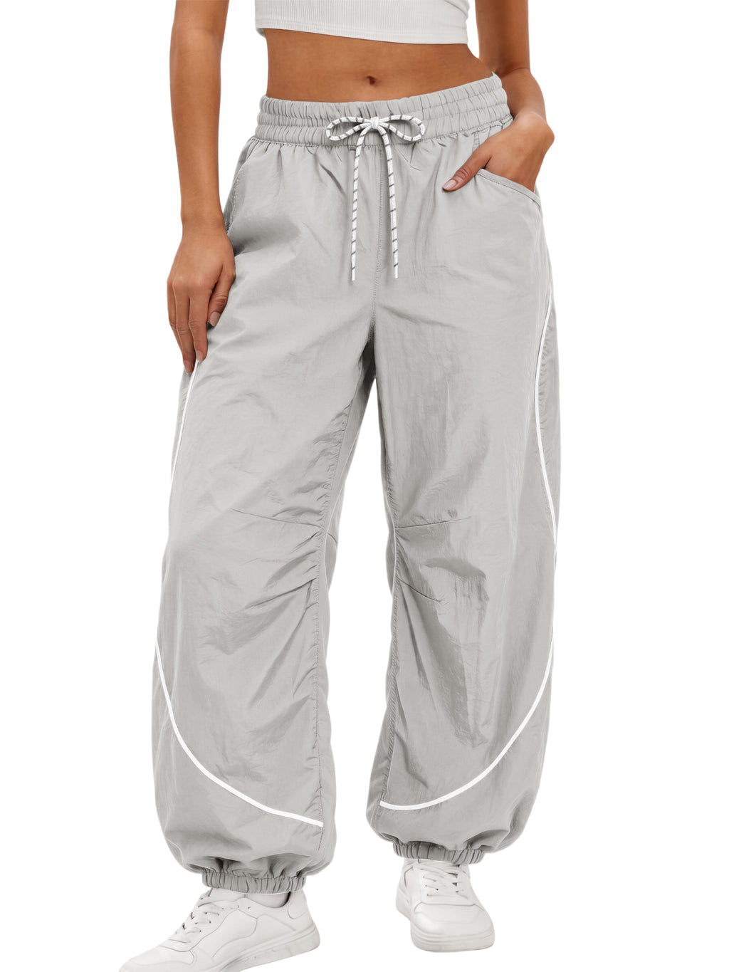 Aoysky Womens Grey Parachute Track Pants