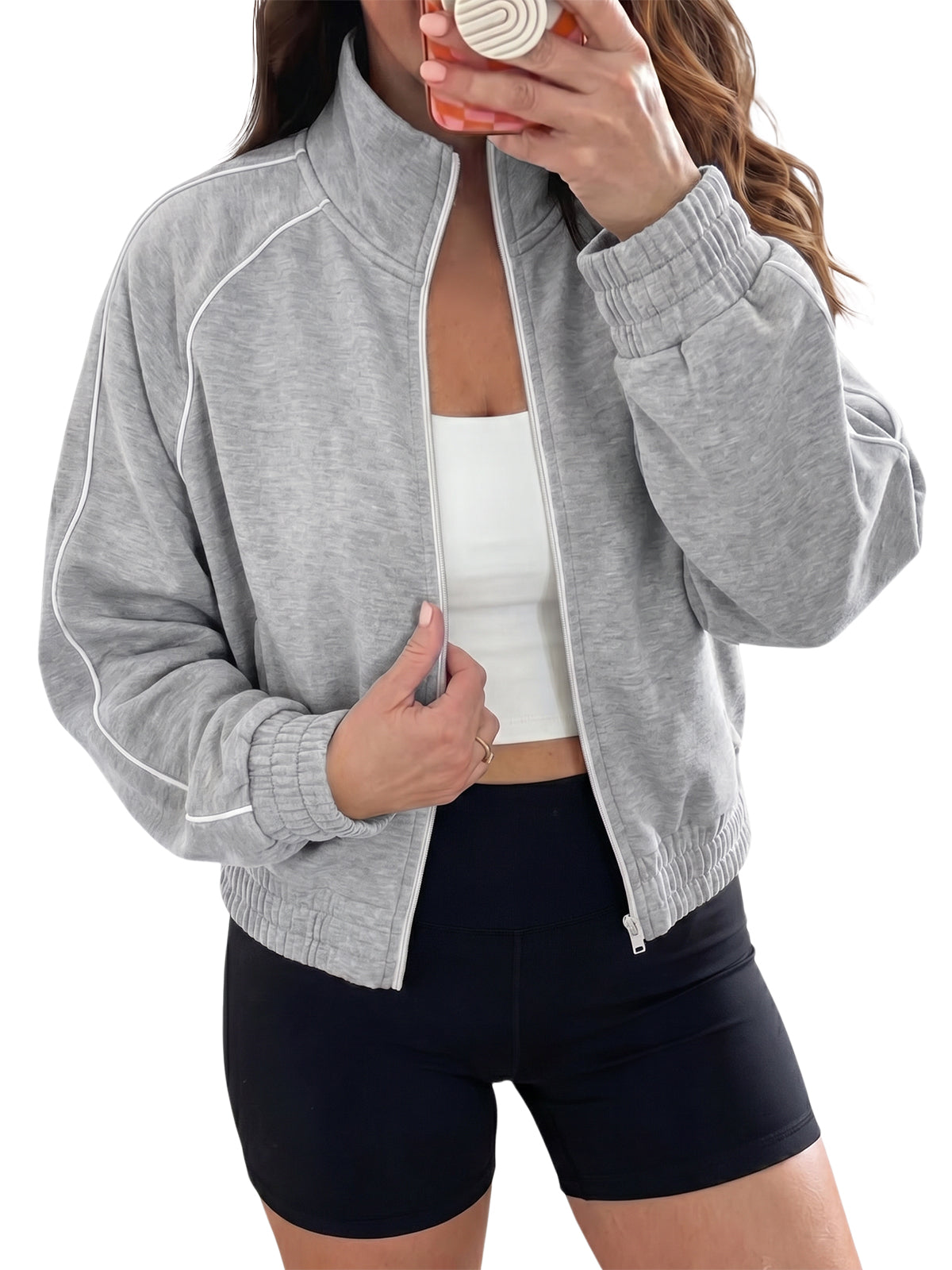 Aoysky Womens Grey Full Zip Jacket