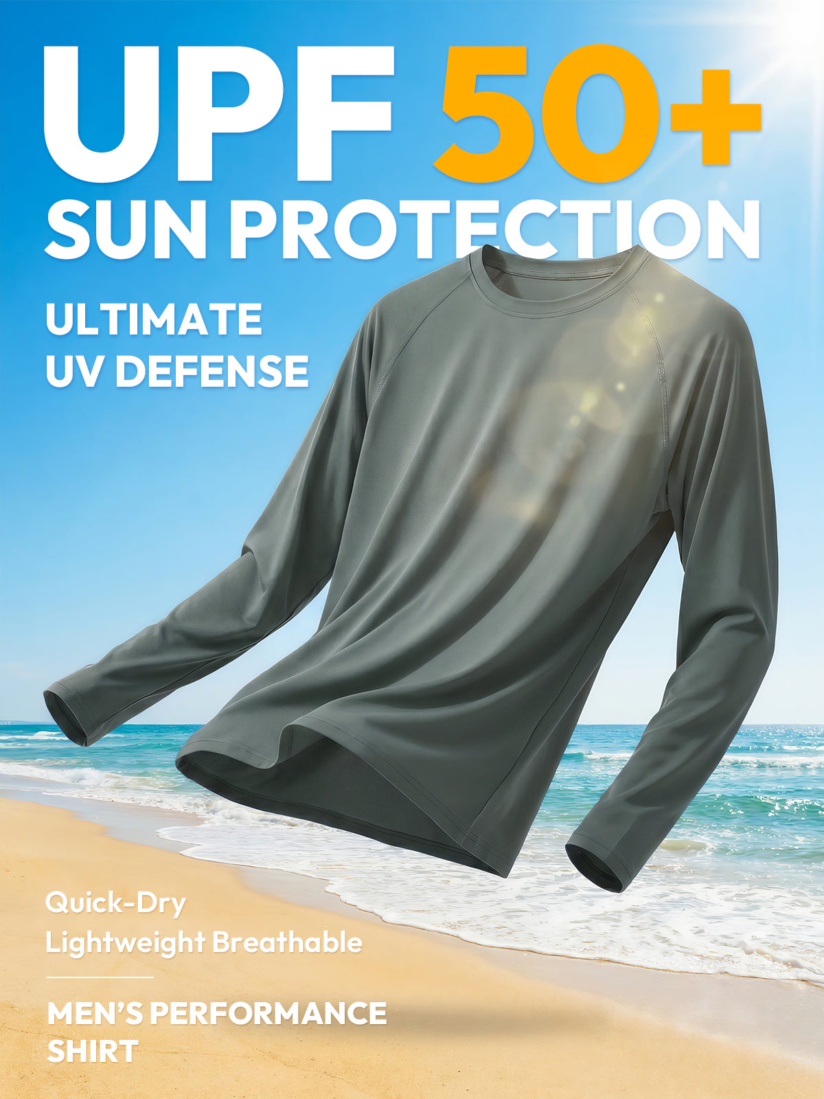 Aoysky Mens Grey UV Athletic Shirt