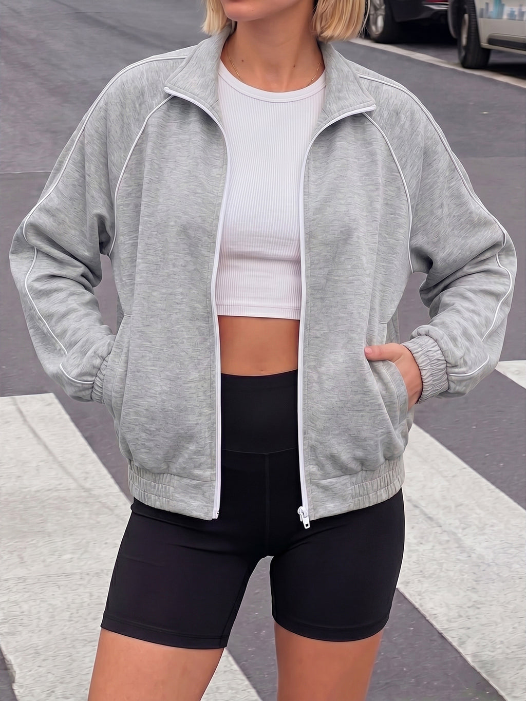 Aoysky Womens Grey Full Zip Jacket