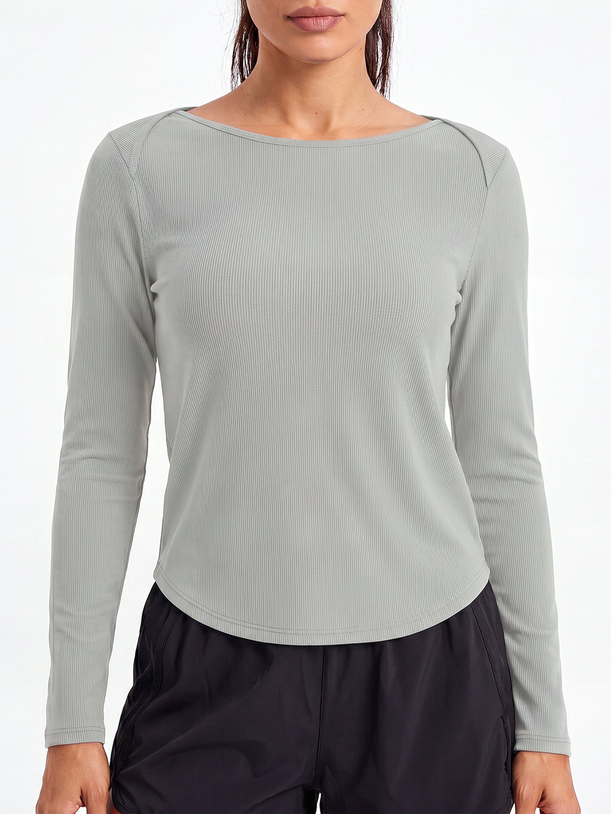 Aoysky Womens Grey Open Back Top