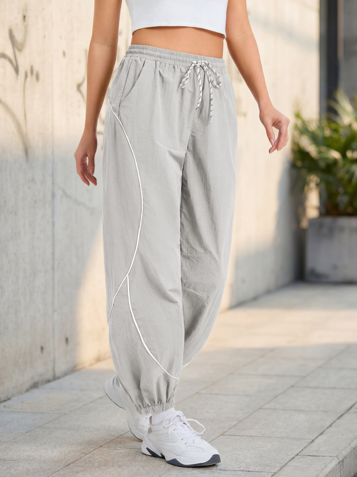Aoysky Womens Grey Parachute Track Pants