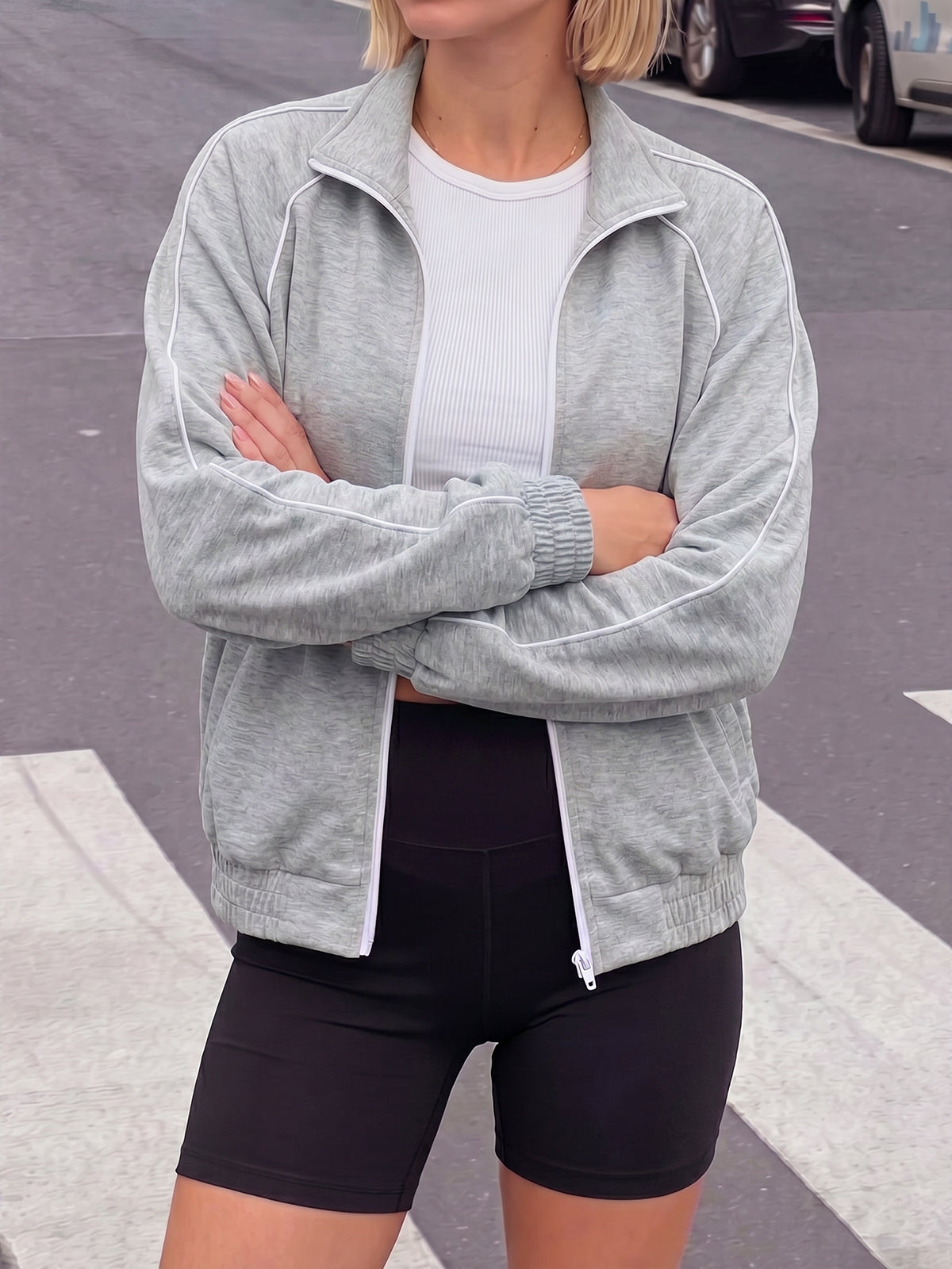 Aoysky Womens Grey Full Zip Jacket