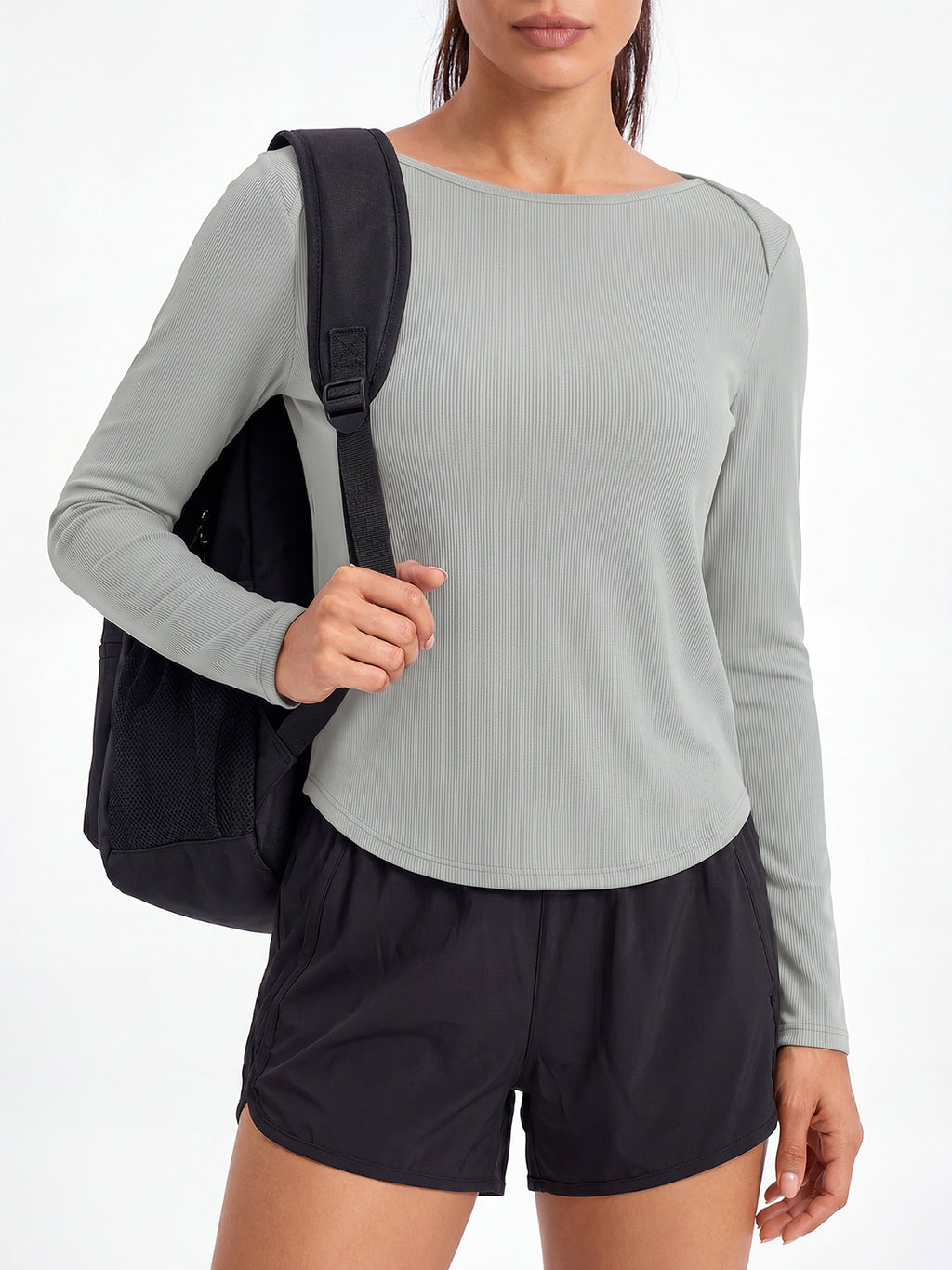 Aoysky Womens Grey Open Back Top