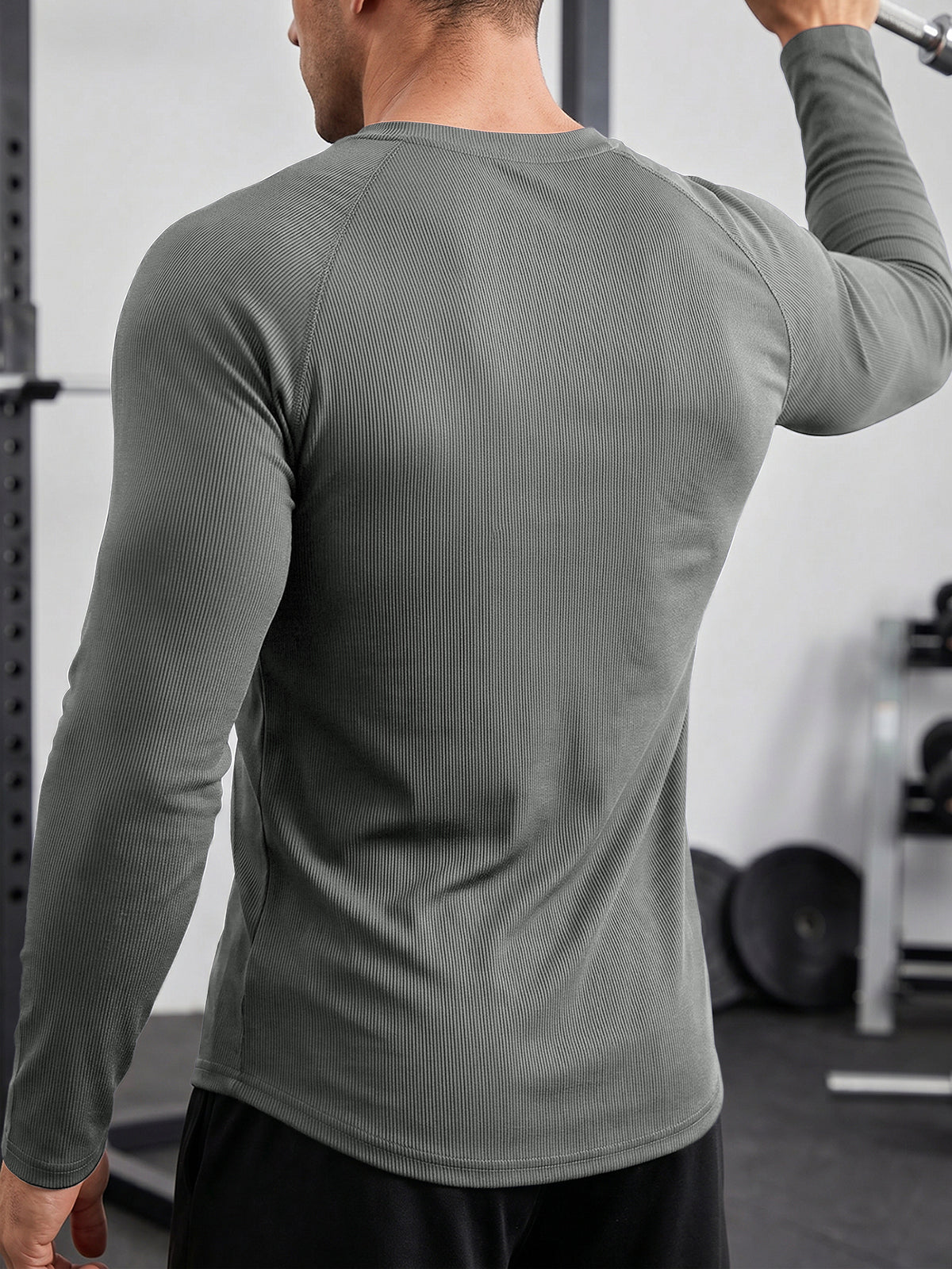 Aoysky Mens Dark Grey Ribbed Workout Shirt