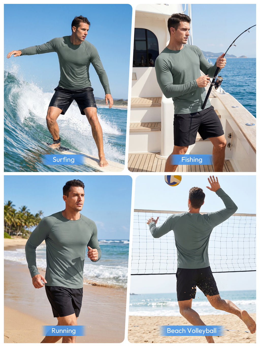 Aoysky Mens Grey UV Athletic Shirt