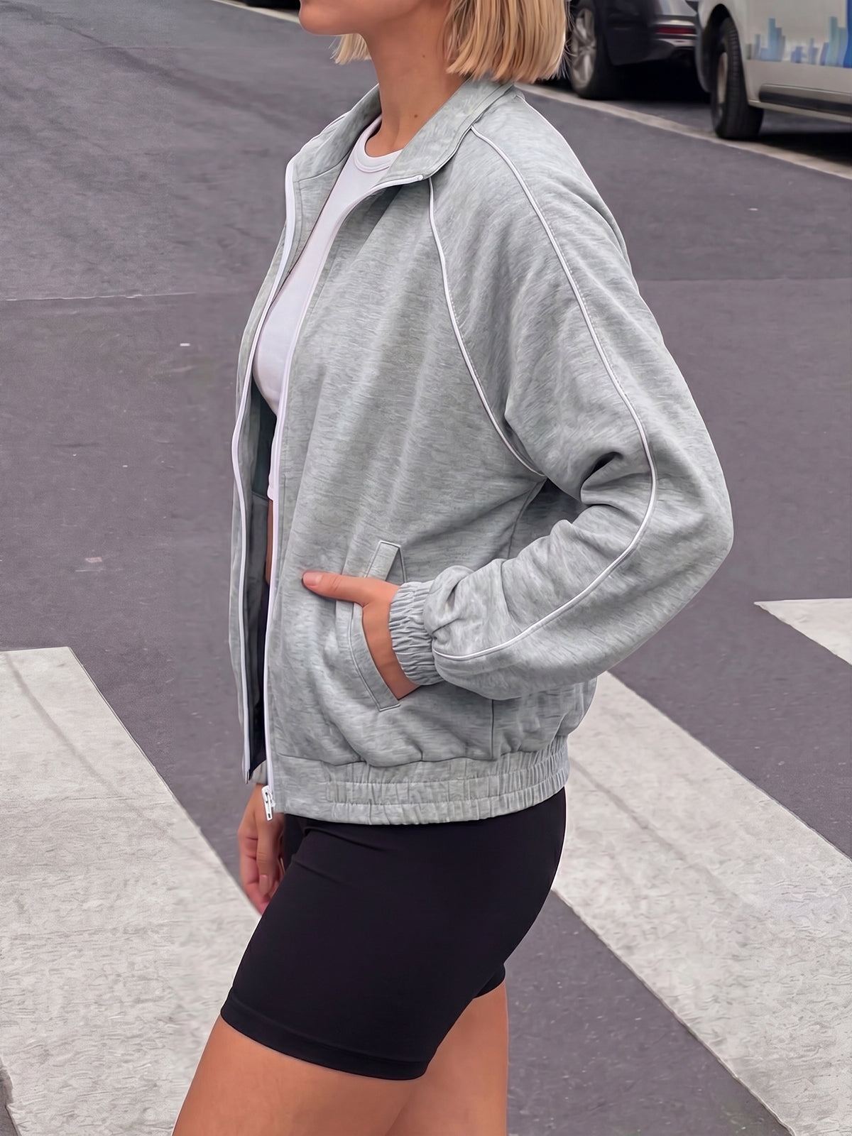 Aoysky Womens Grey Full Zip Jacket