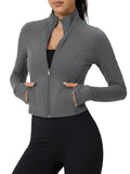 Aoysky Womens Grey Cropped Workout Jacket