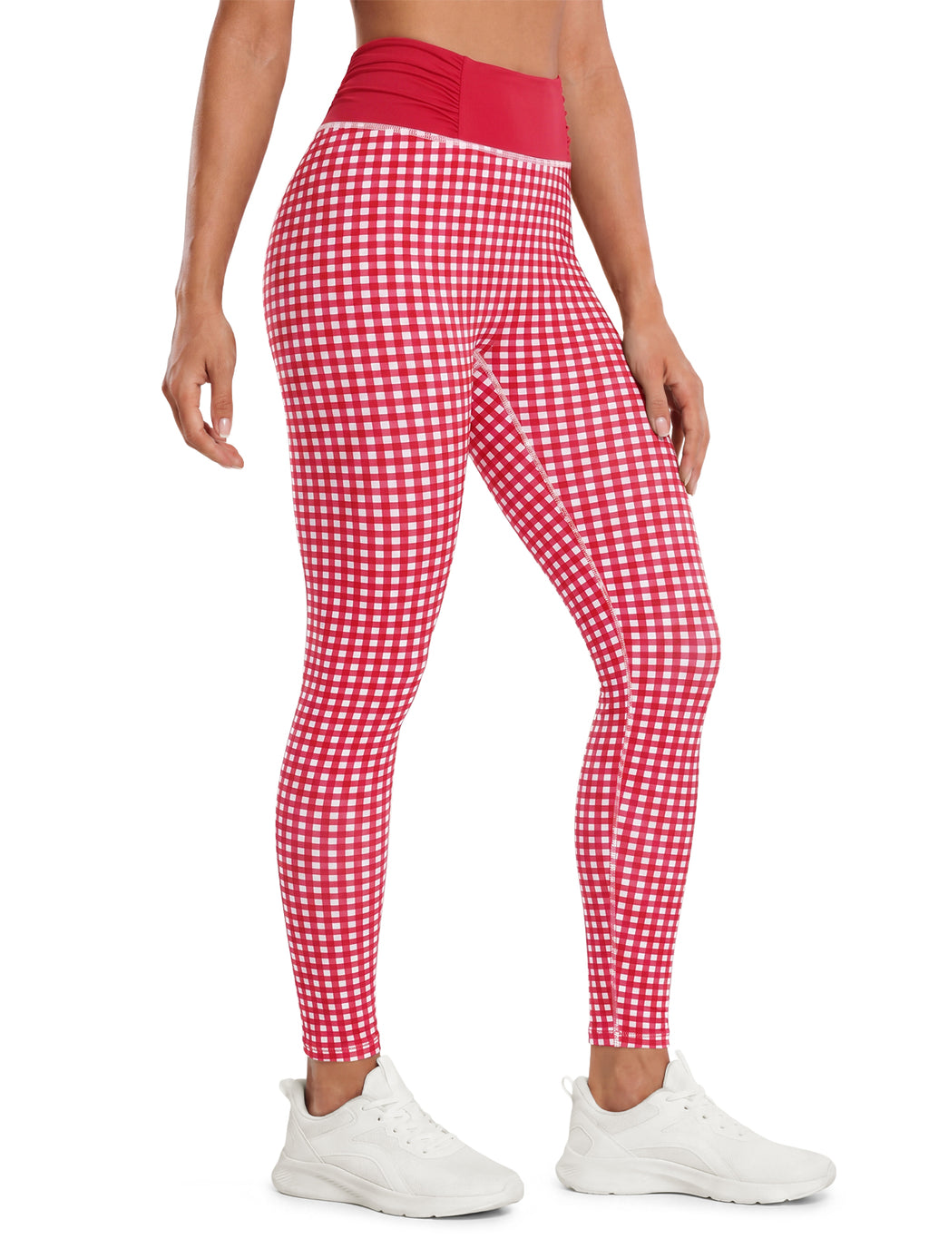 Aoysky Womens Plaid Ruched Yoga Leggings