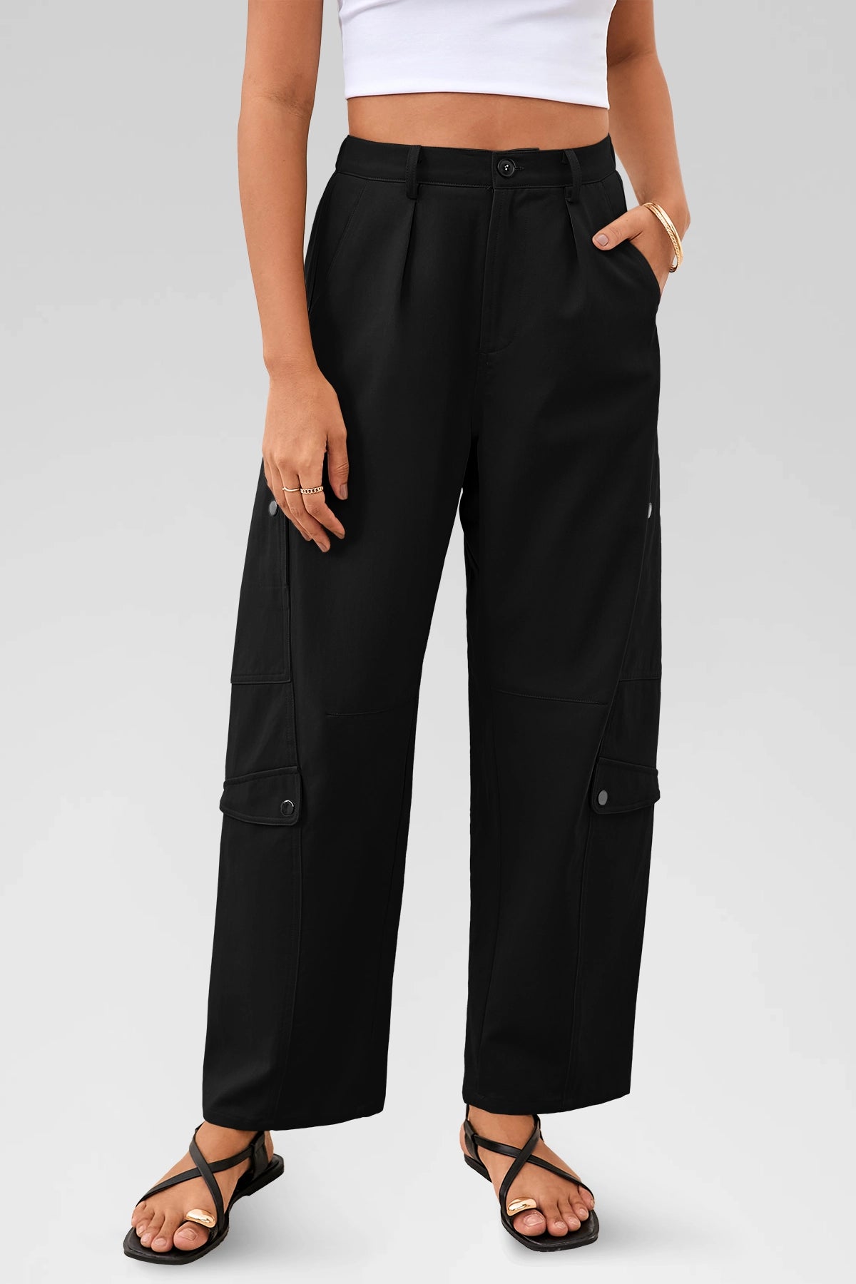 Aoysky Womens Black Barrel Pants
