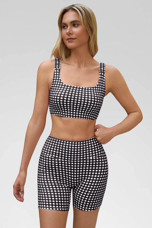 Aoysky Womens Black Gingham Workout Set