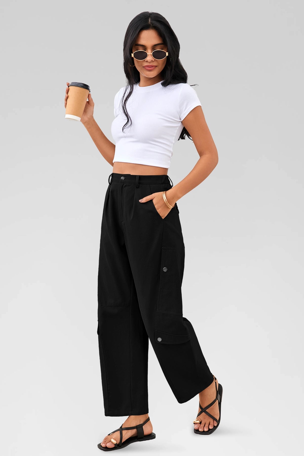 Aoysky Womens Black Barrel Pants