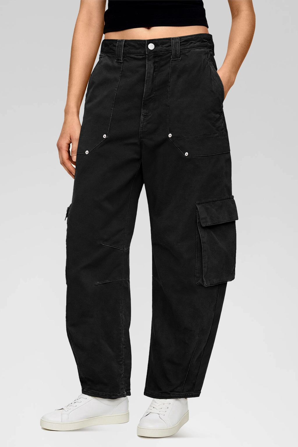 Aoysky Womens Black Wide Leg Baggy Cargo Pants