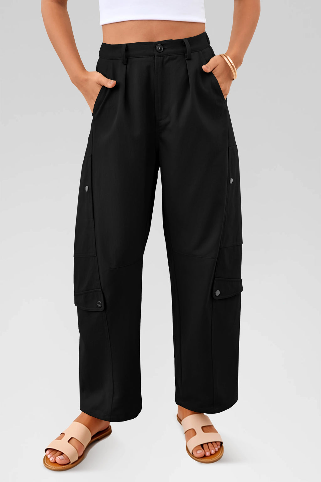 Aoysky Womens Black Barrel Pants