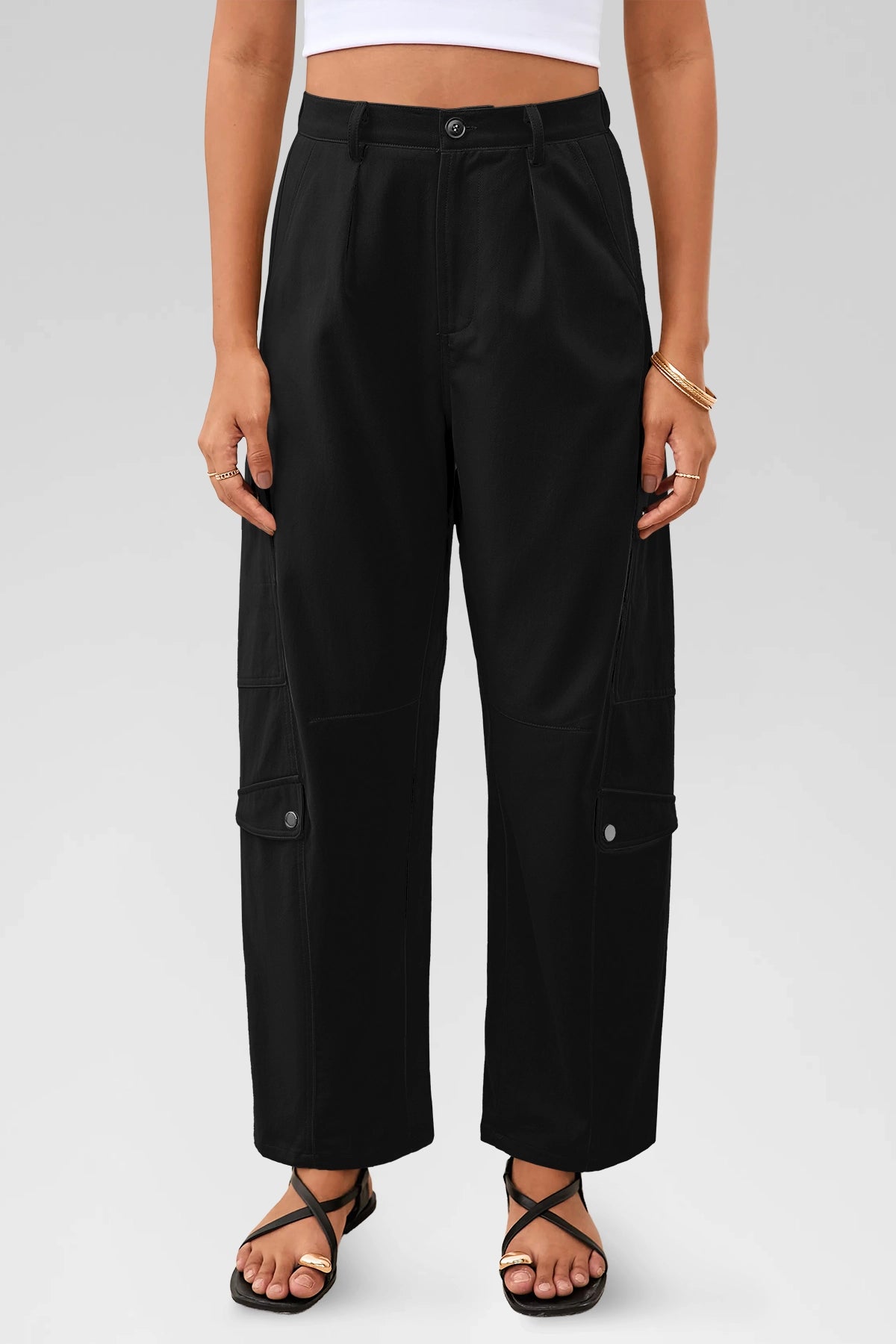 Aoysky Womens Black Barrel Pants