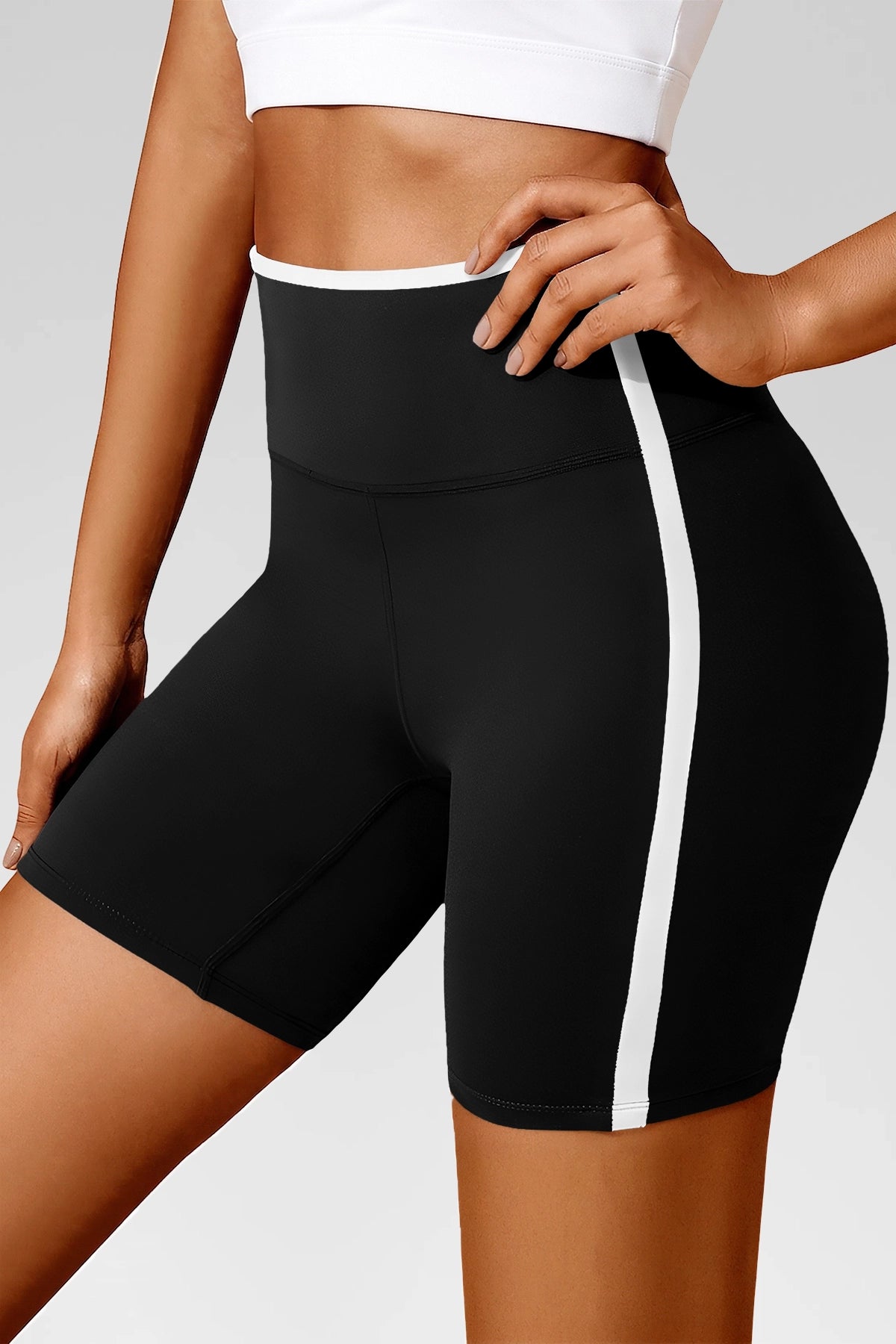 Aoysky Womens Black Contrast Trim Biker Shorts