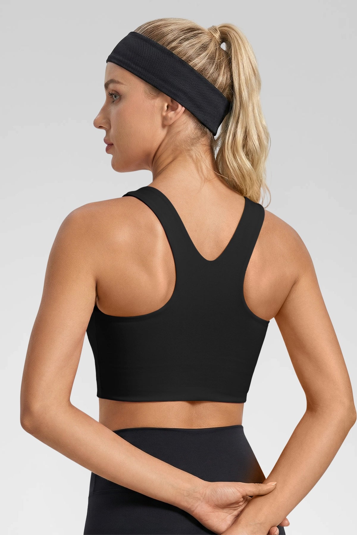 Aoysky Womens Black Square Neck Sports Bra