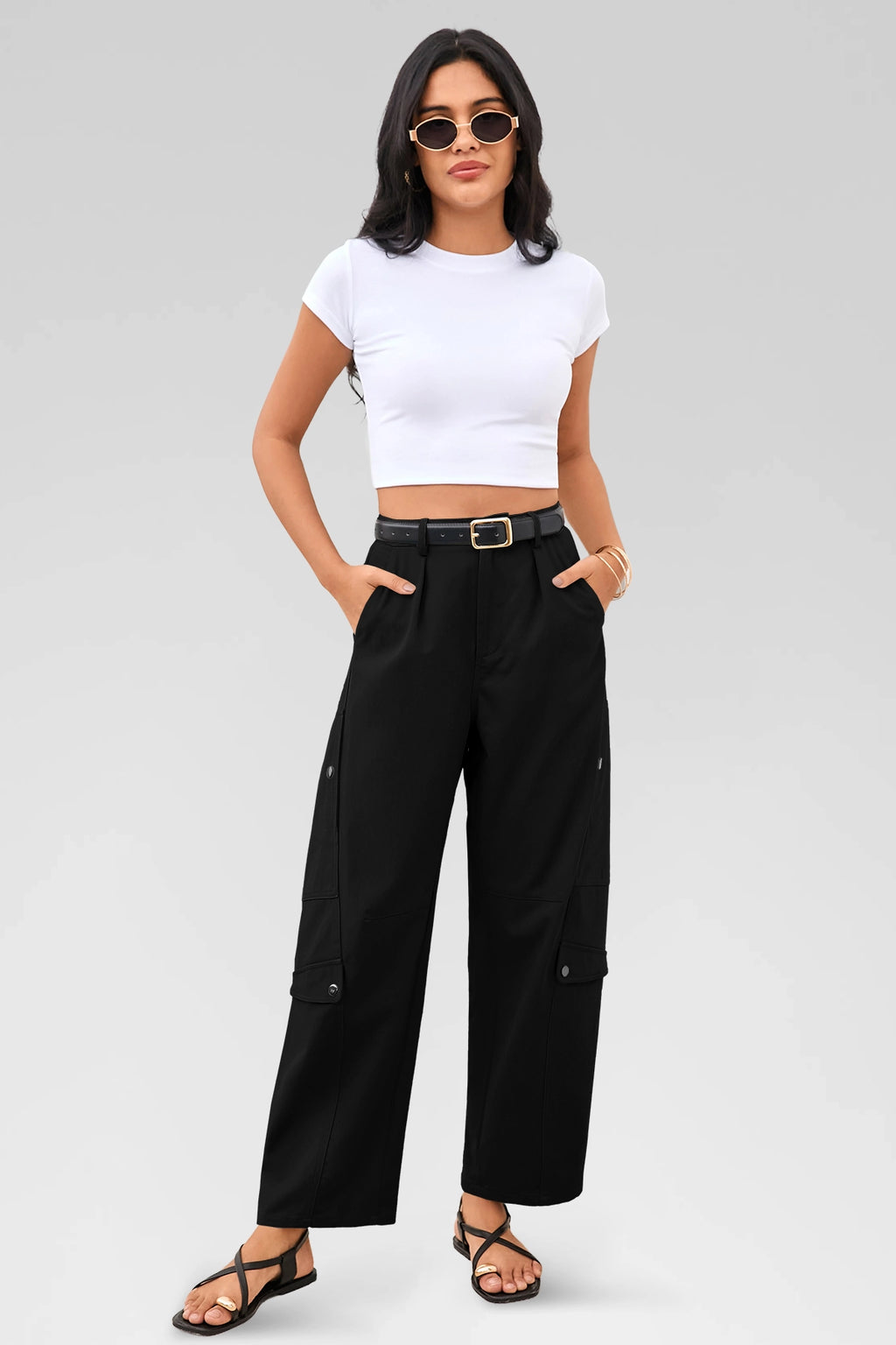Aoysky Womens Black Barrel Pants