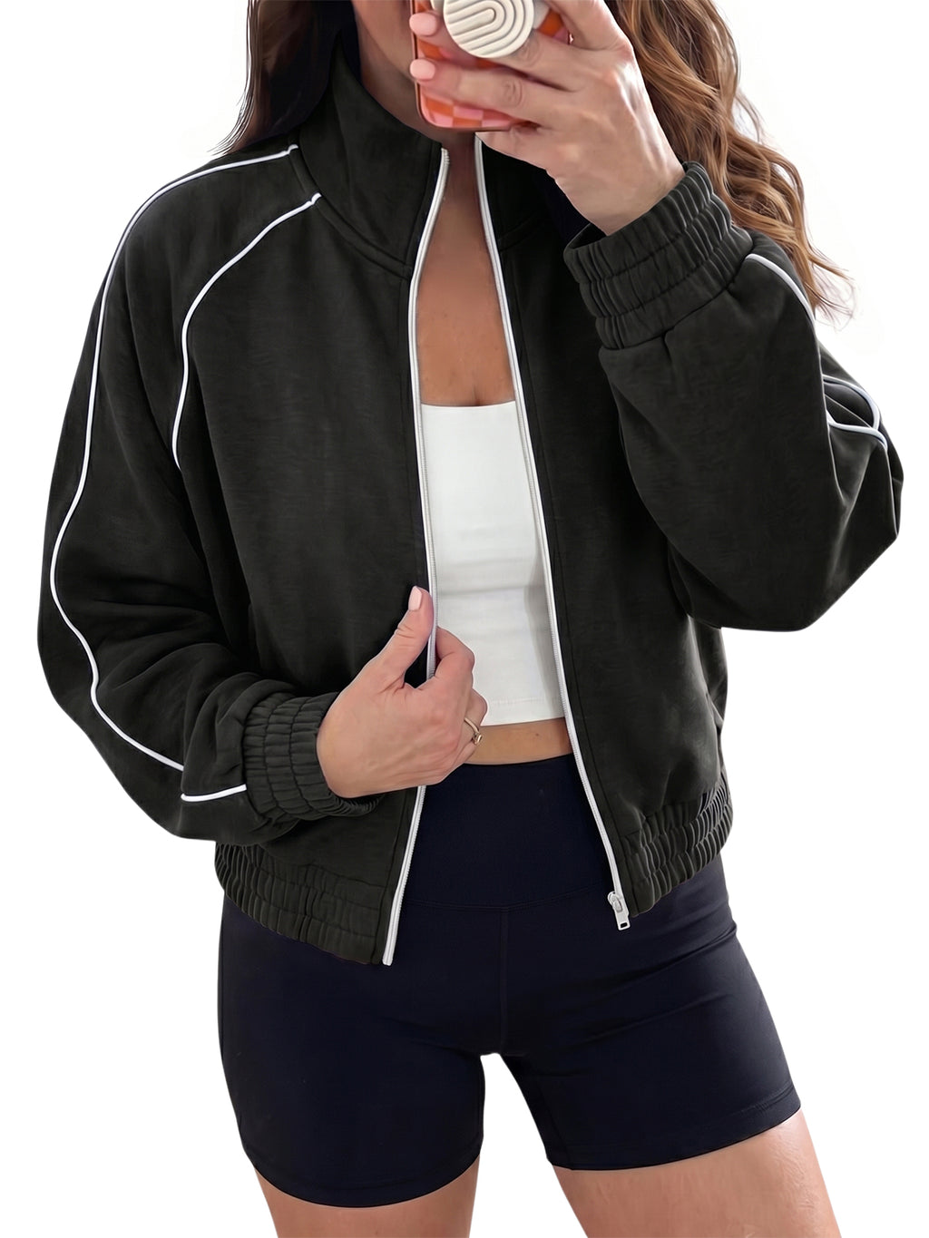 Aoysky Womens Black Full Zip Jacket