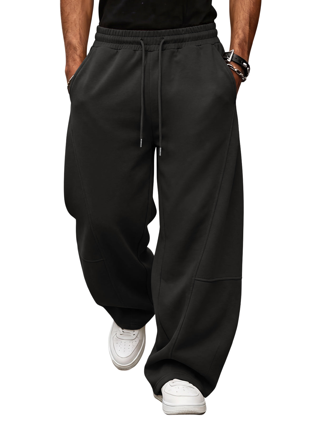 Aoysky Mens Black Baggy Sweatpants