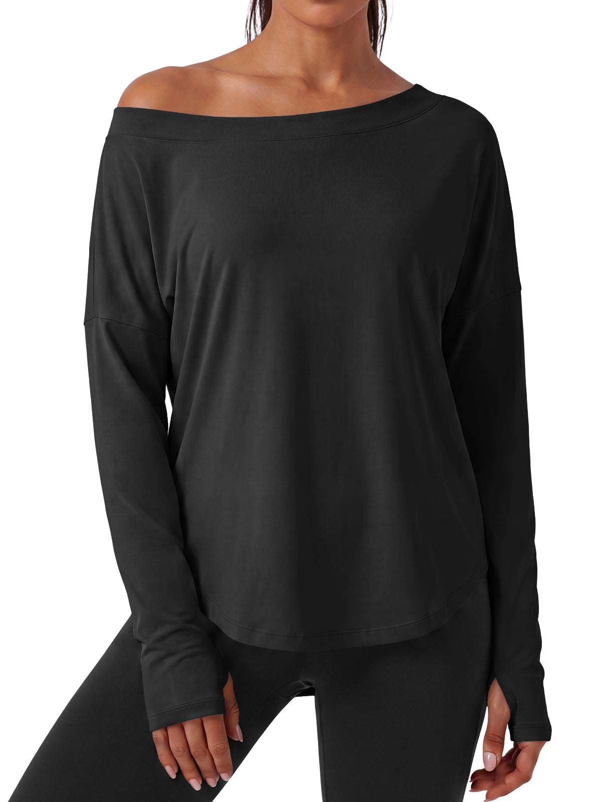 Aoysky Womens Black Off Shoulder Top