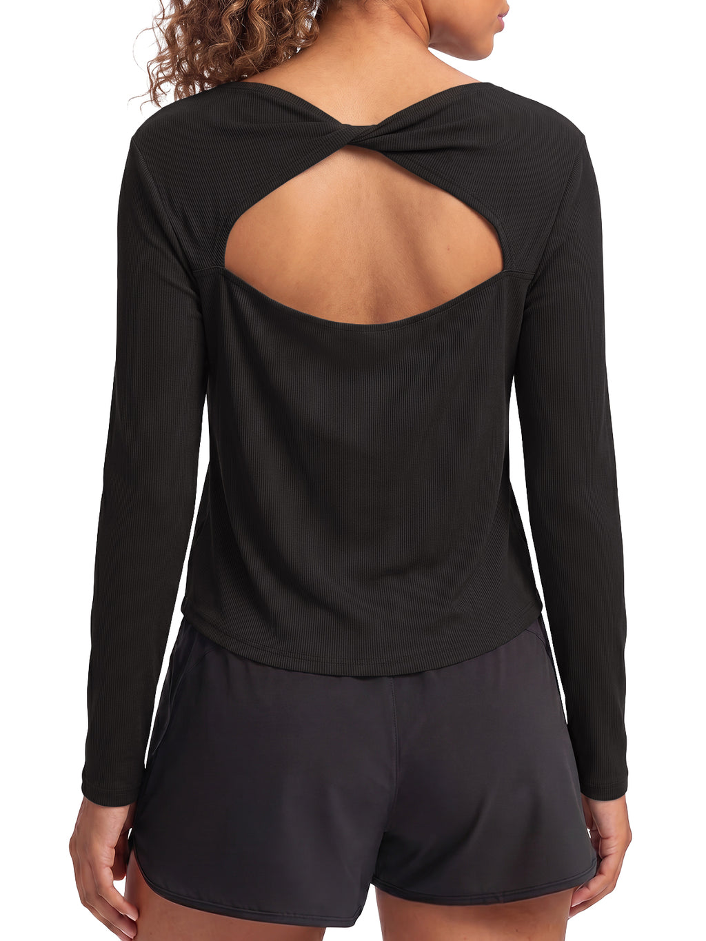 Aoysky Womens Black Open Back Top