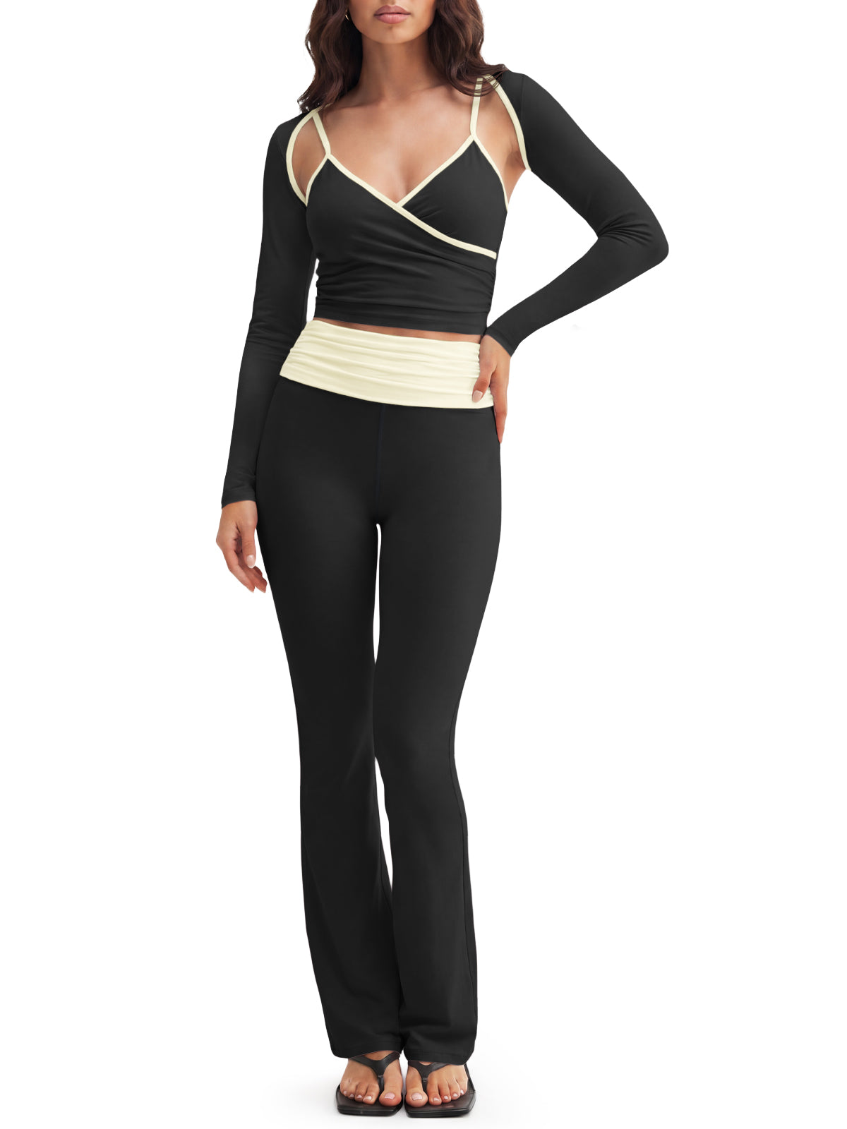 Aoysky Womens Black 3 Piece Workout Set