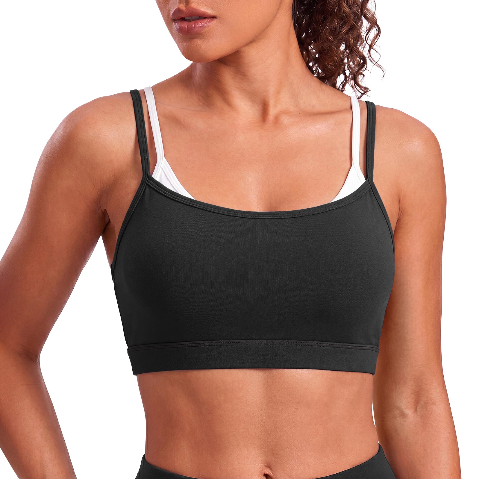 Aoysky Womens Black Strappy Sports Bra