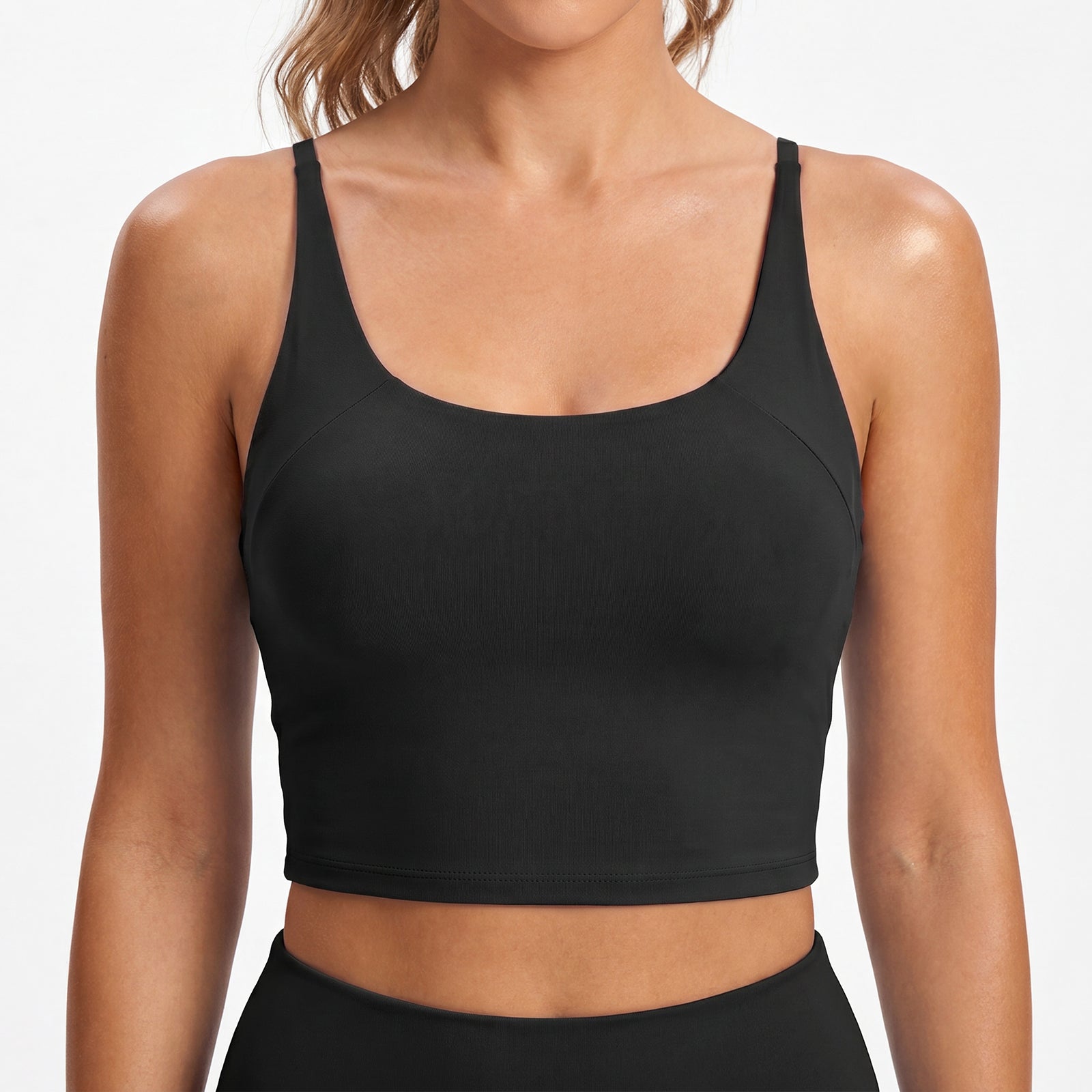 Aoysky Womens Pure Black Twist Back Sports Bra