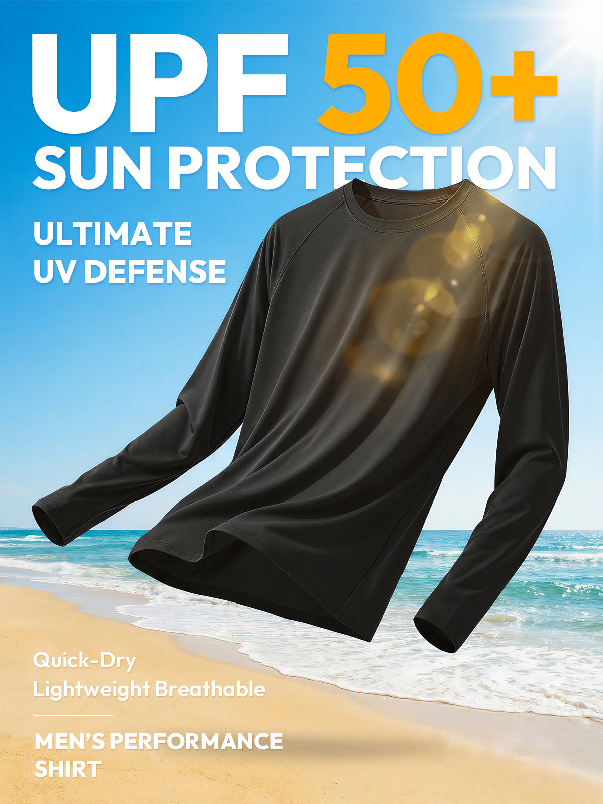 Aoysky Mens Black UV Athletic Shirt