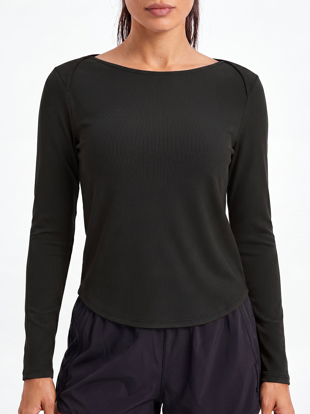 Aoysky Womens Black Open Back Top