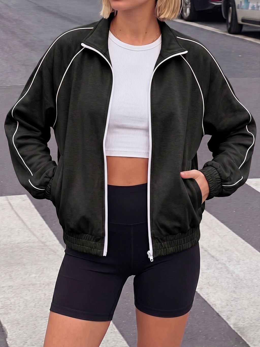 Aoysky Womens Black Full Zip Jacket