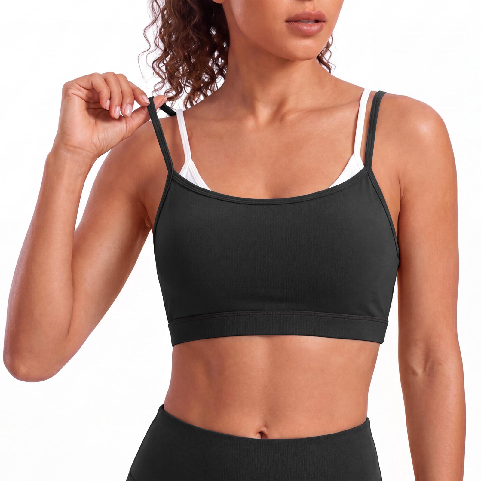 Aoysky Womens Black Strappy Sports Bra