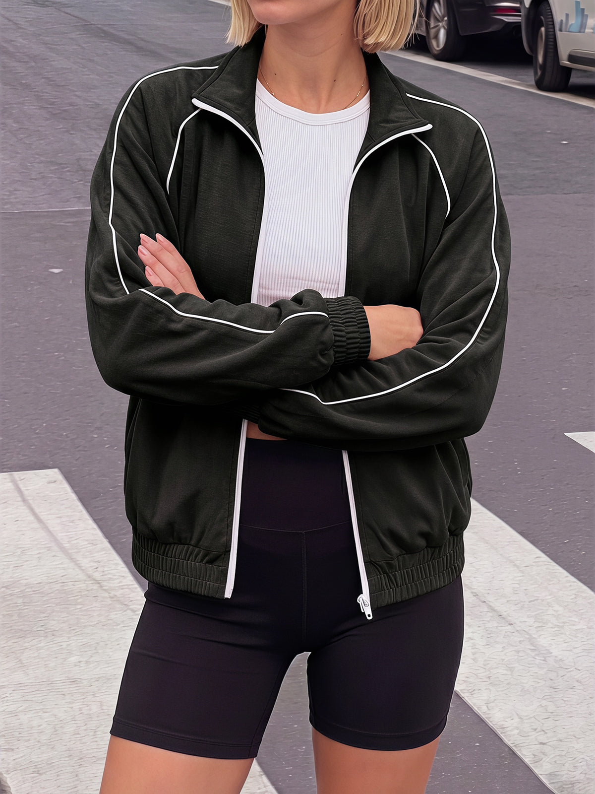Aoysky Womens Black Full Zip Jacket
