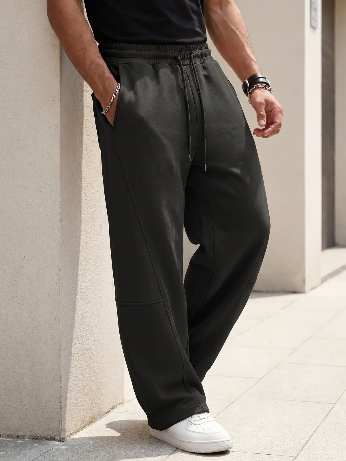 Aoysky Mens Black Baggy Sweatpants