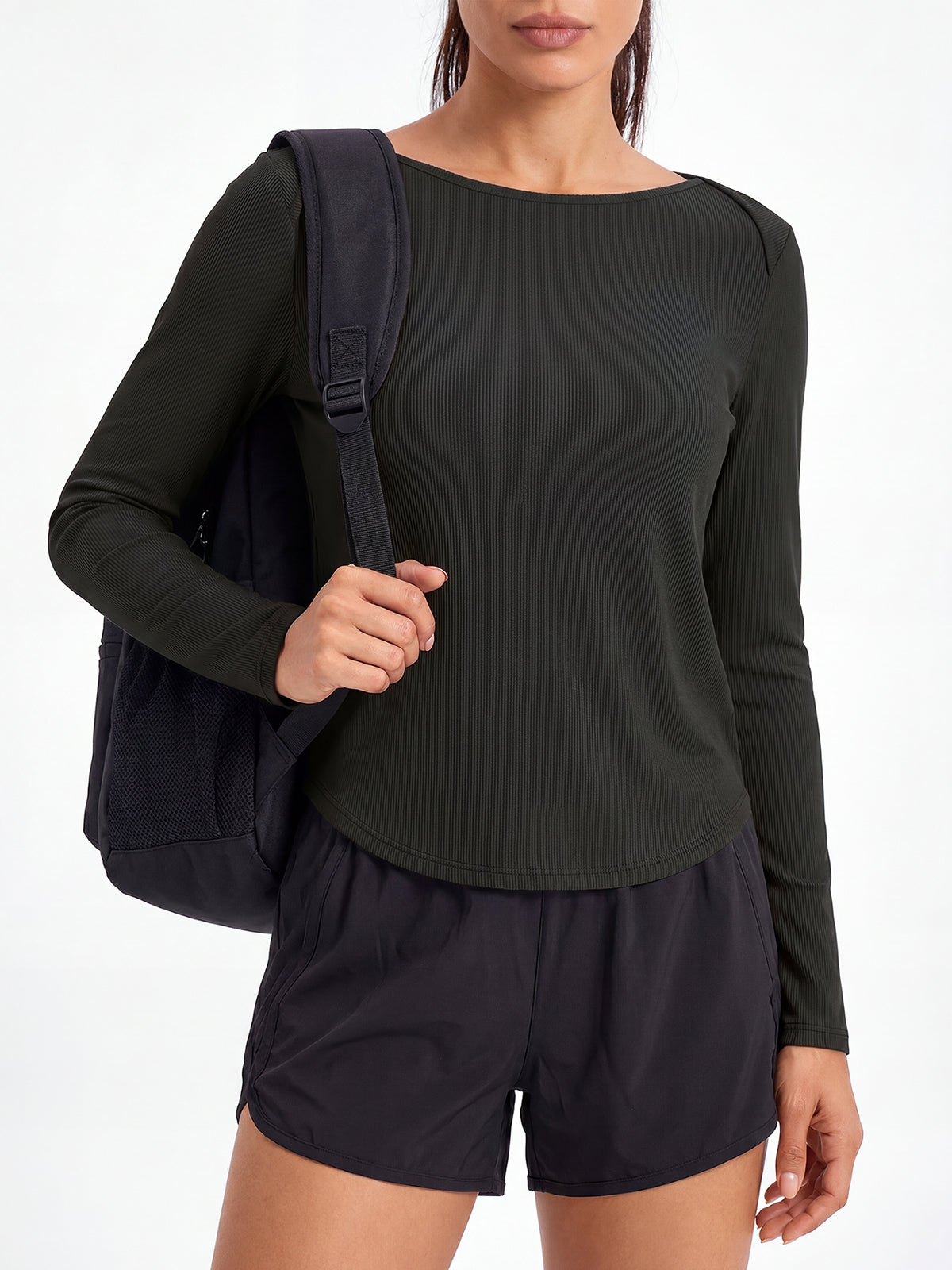 Aoysky Womens Black Open Back Top