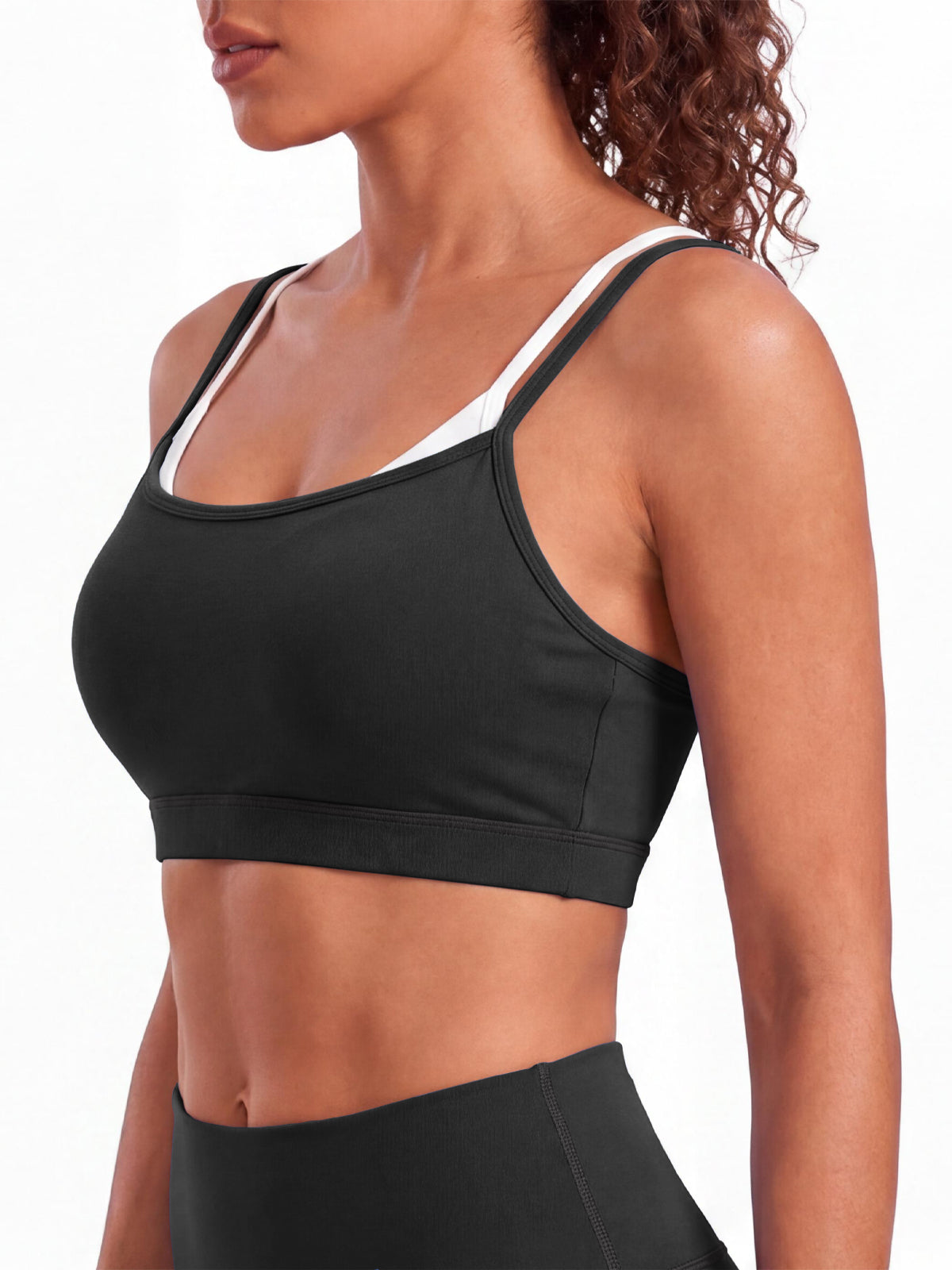 Aoysky Womens Black Strappy Sports Bra